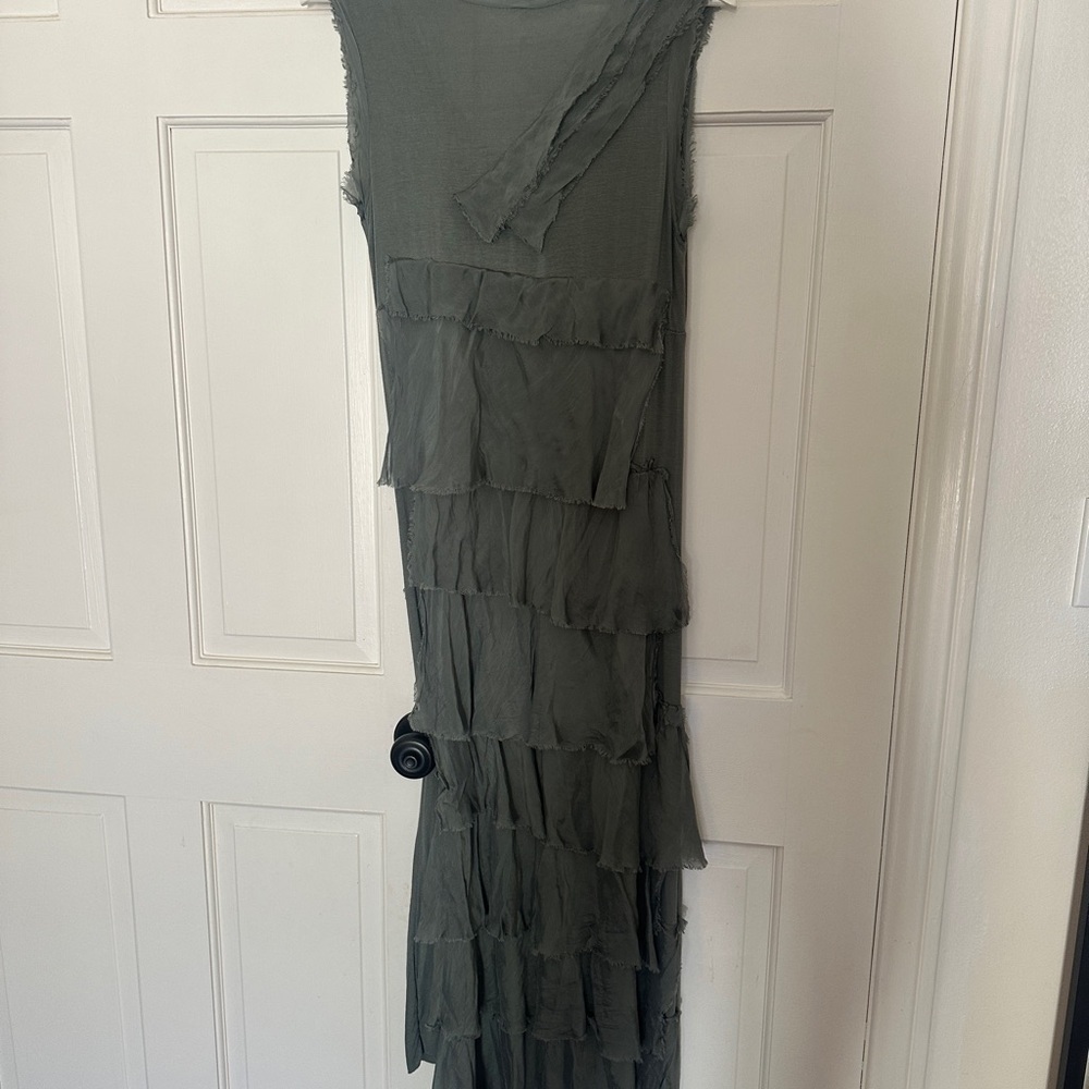 NWT Tina Stephens - Elegant Gray Layered Silk Dress - Picture 5 of 8